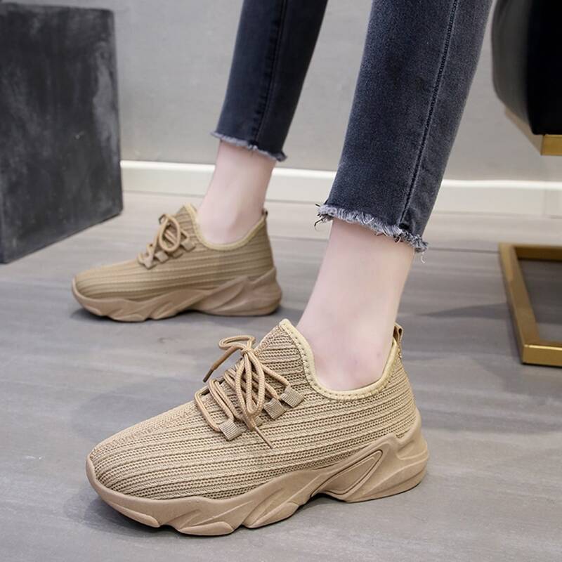 

Minimalist Lace-up Front Sneakers, Khaki