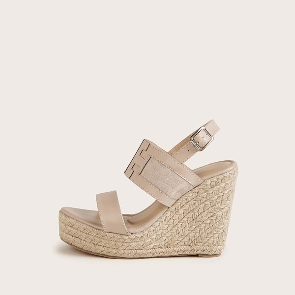 

Suede Panel Espadrille Slingback Wedges, Nude