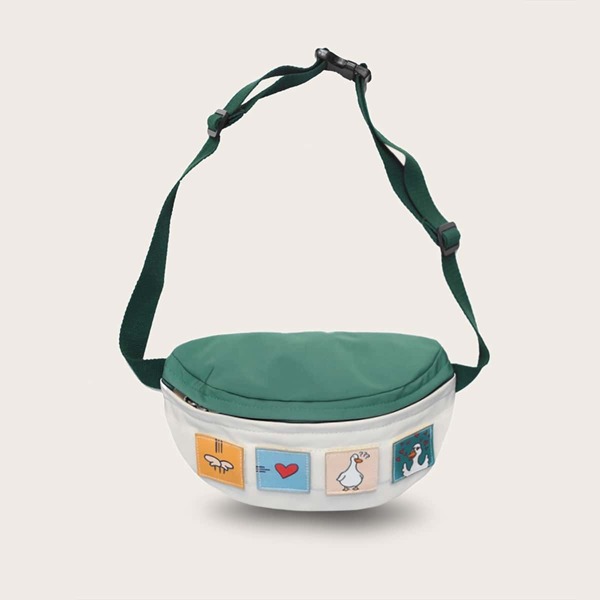 

Cartoon Patch Color-block Fanny Pack, Multicolor