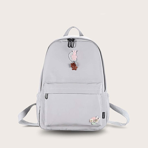 

Cartoon Appliques Large Capacity Backpack, Grey