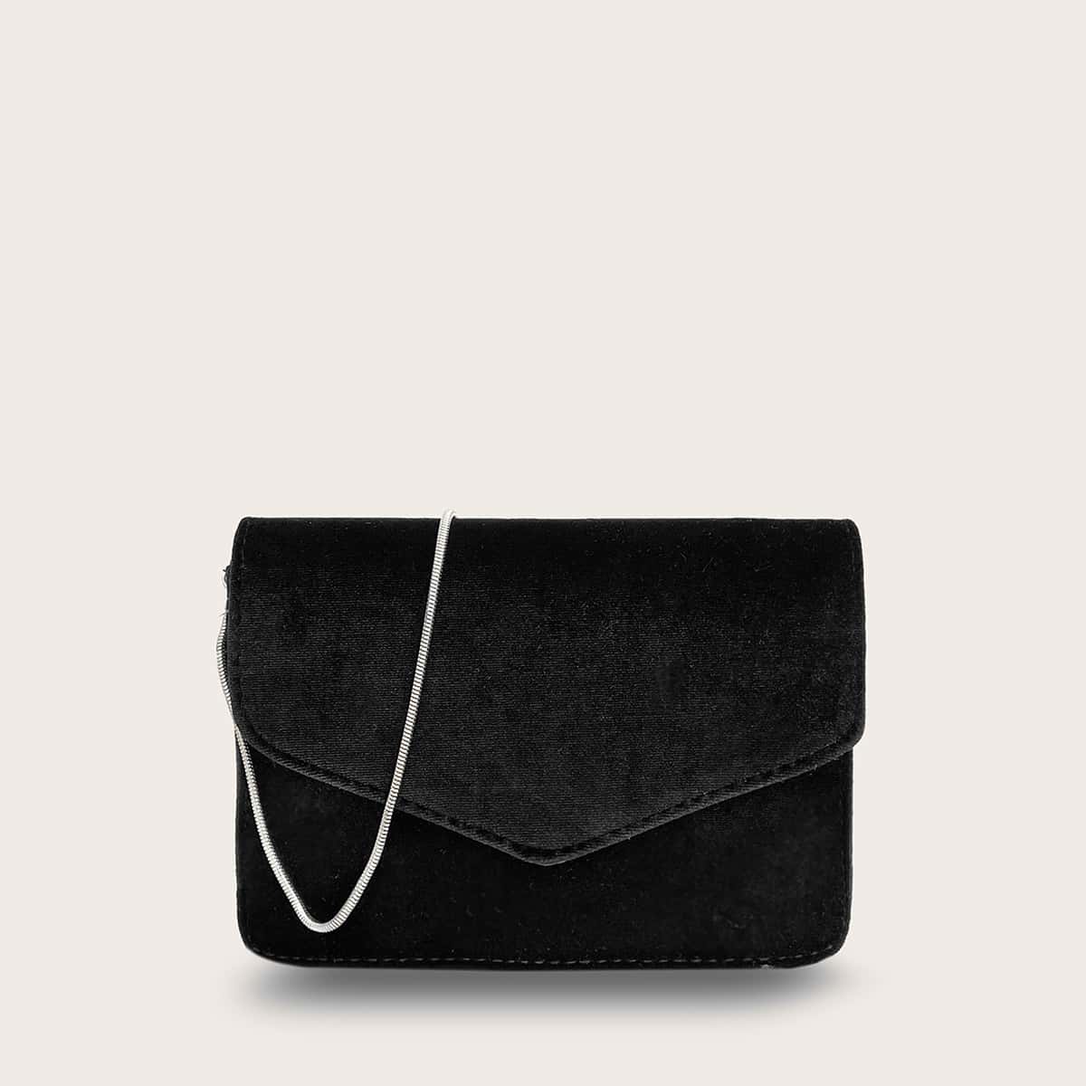 

Velvet Flap Crossbody Bag, Black