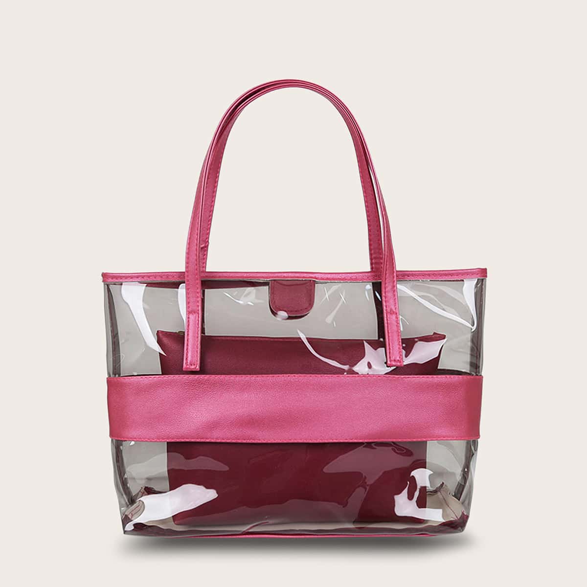 

Clear Tote Bag With Inner Pouch, Red