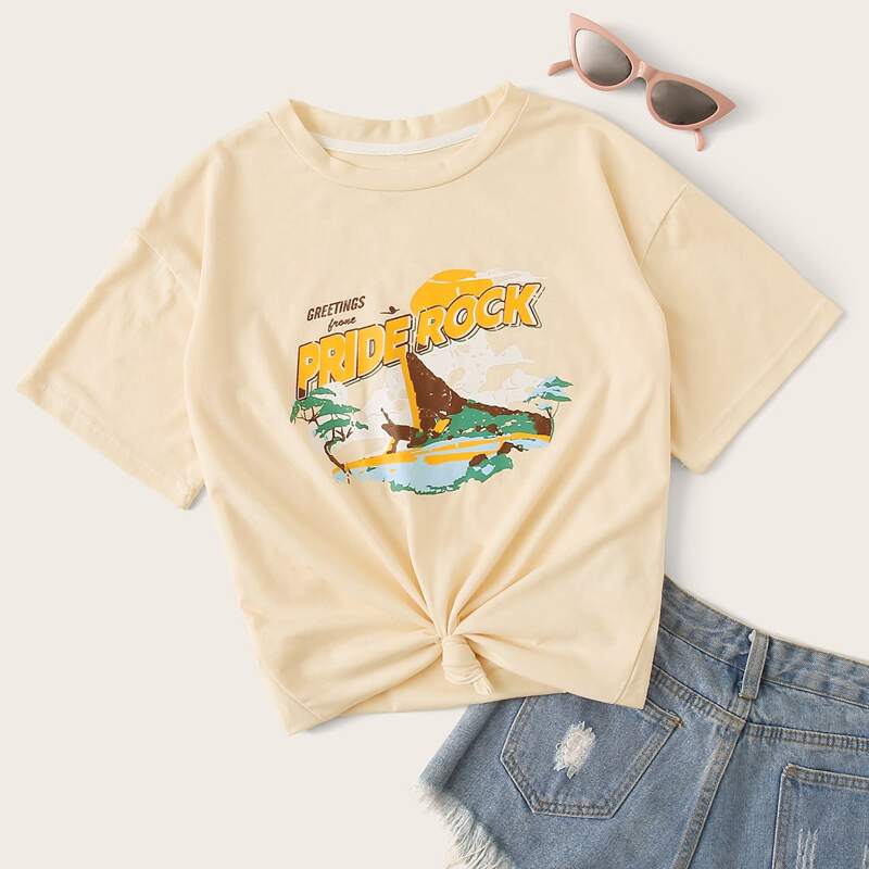 

Letter Graphic Tee, Beige