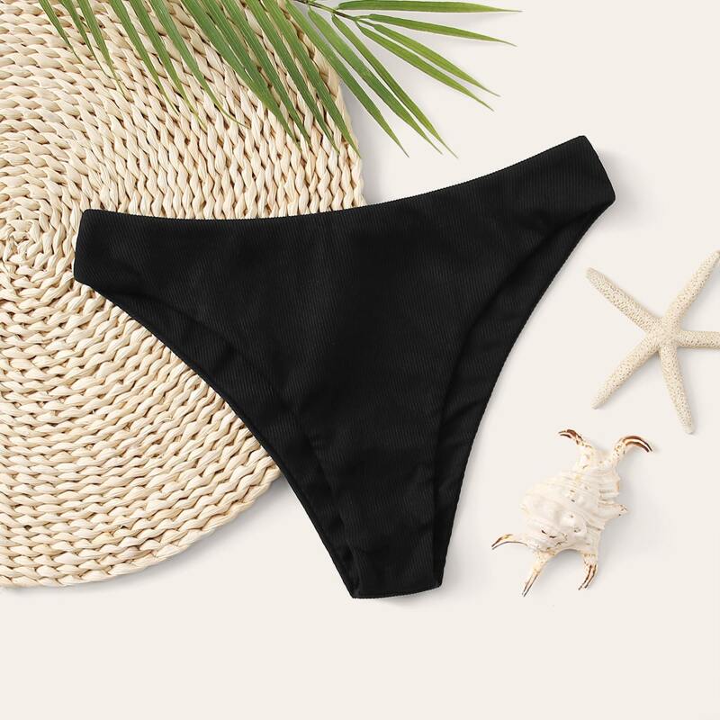 

Solid High Cut Bikini Panty, Black