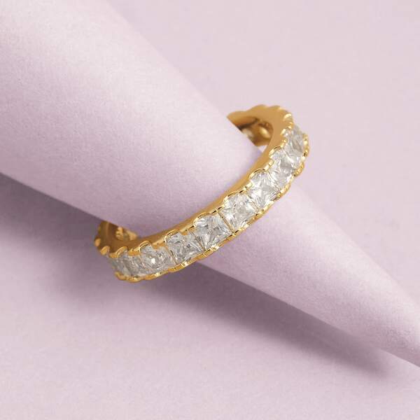 

Baguette Rhinestone Eternity Stacking Ring, Gold
