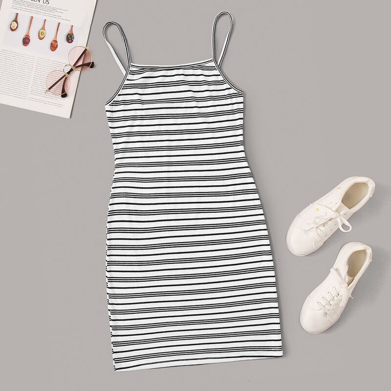 

Striped Cami Dress, Black and white