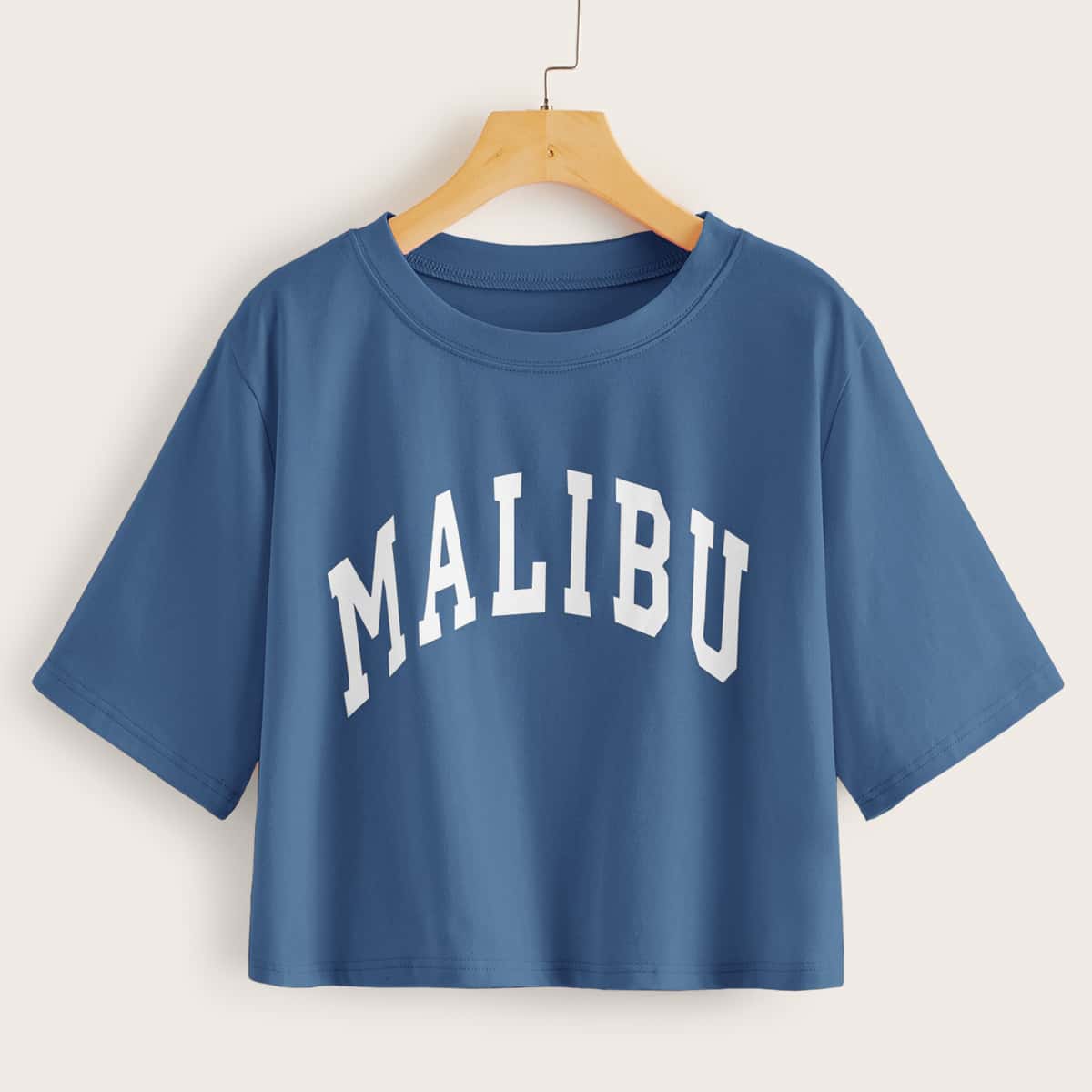 

Letter Graphic Crop Top, Blue