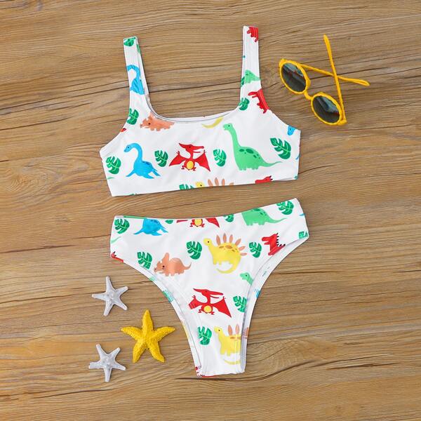 

Girls Cartoon Animal Bikini Set, Multicolor