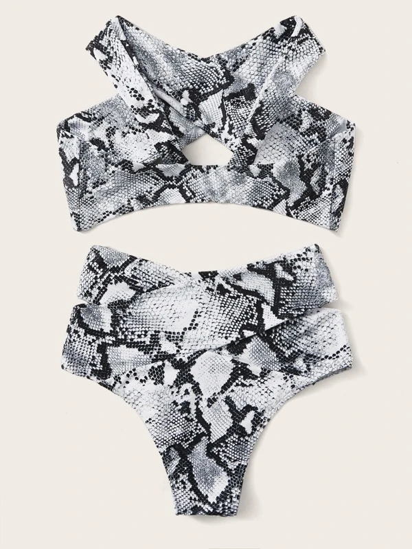 snakeskin bikini shein