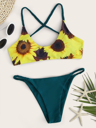 Sunflower Criss Cross Tanga Bikini Swimsuit