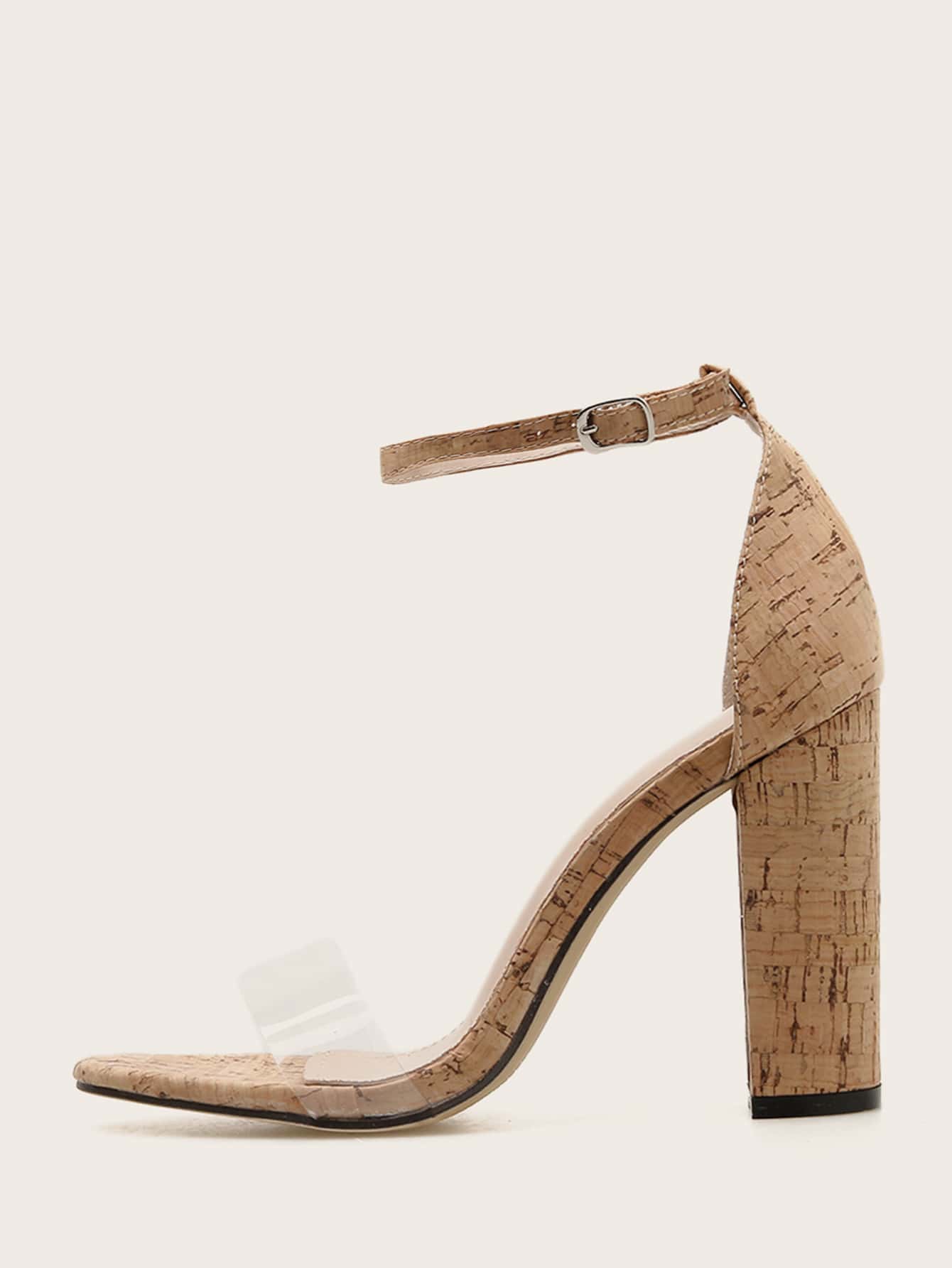 cork chunky heels