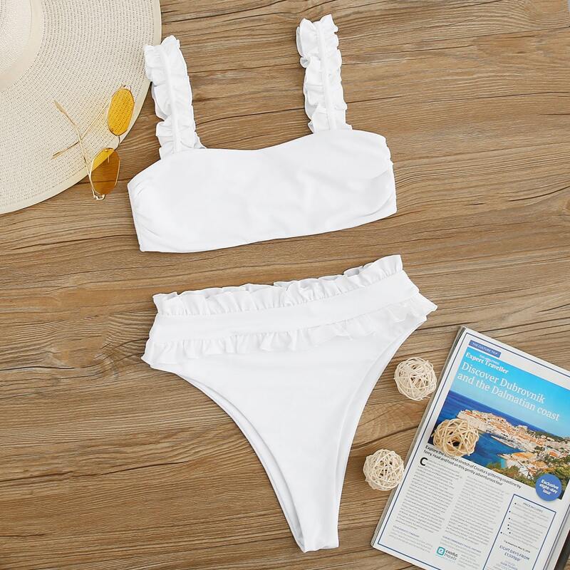

Frill High Waisted Bikini Swimsuit, White
