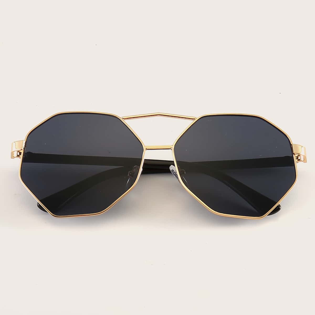 

Guys Metal Frame Top Bar Geometric Sunglasses, Black