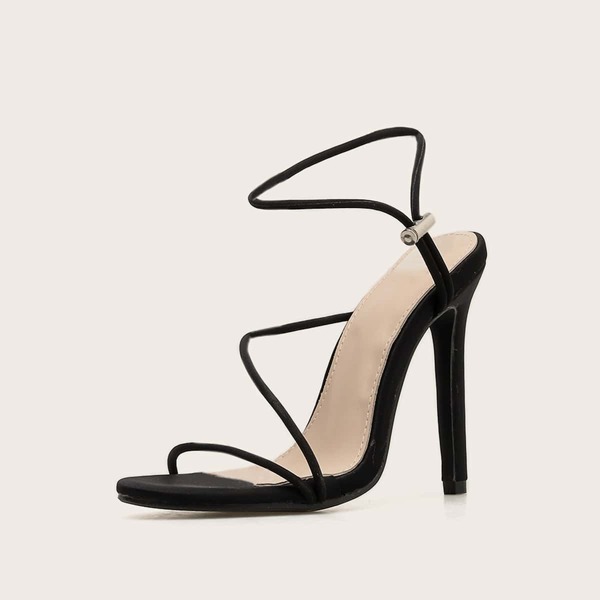 

Minimalist Ankle Strap Stiletto Heels, Black
