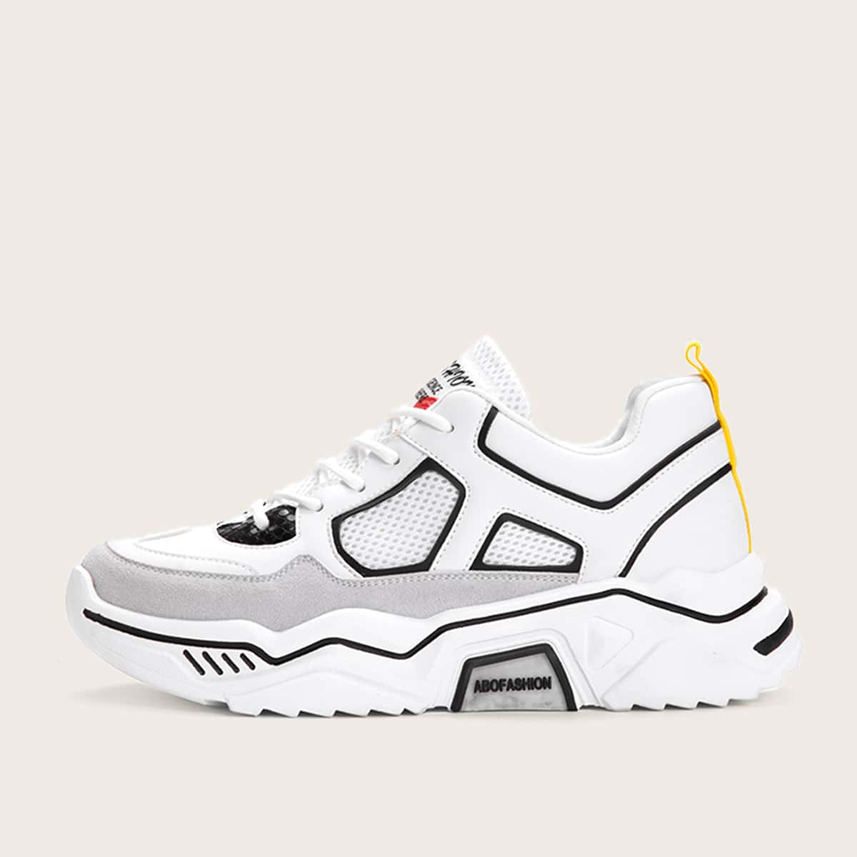 

Guys Lace-up Front Mesh Panel Sneakers, White