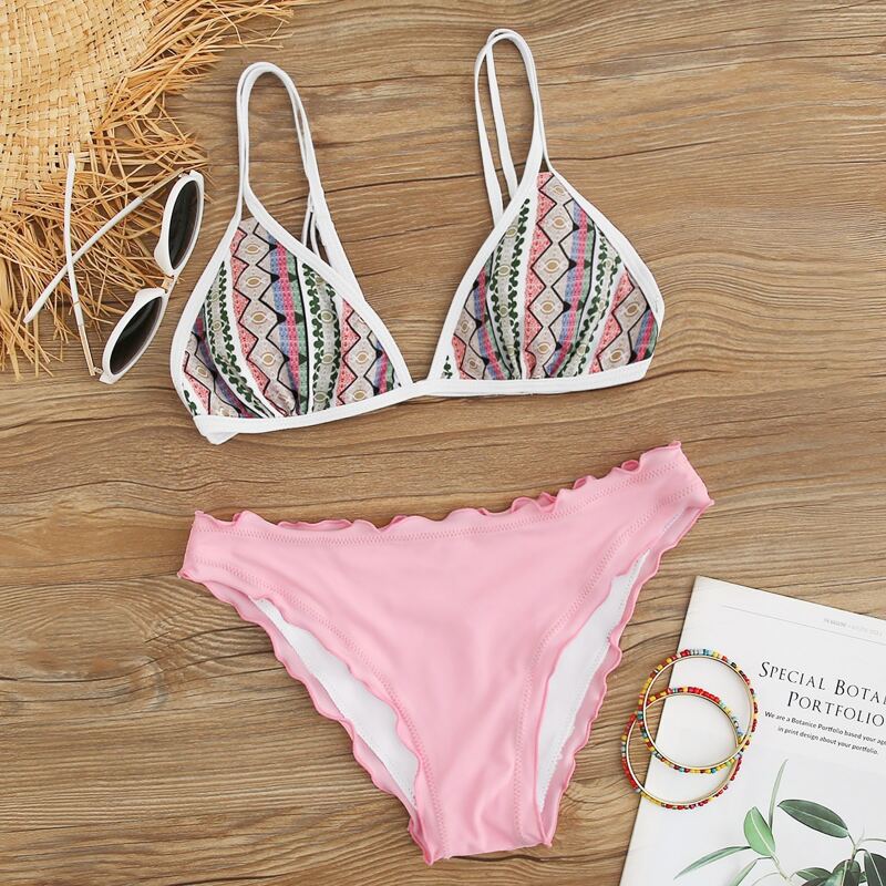 

Tribal Triangle Low Rise Bikini Swimsuit, Multicolor