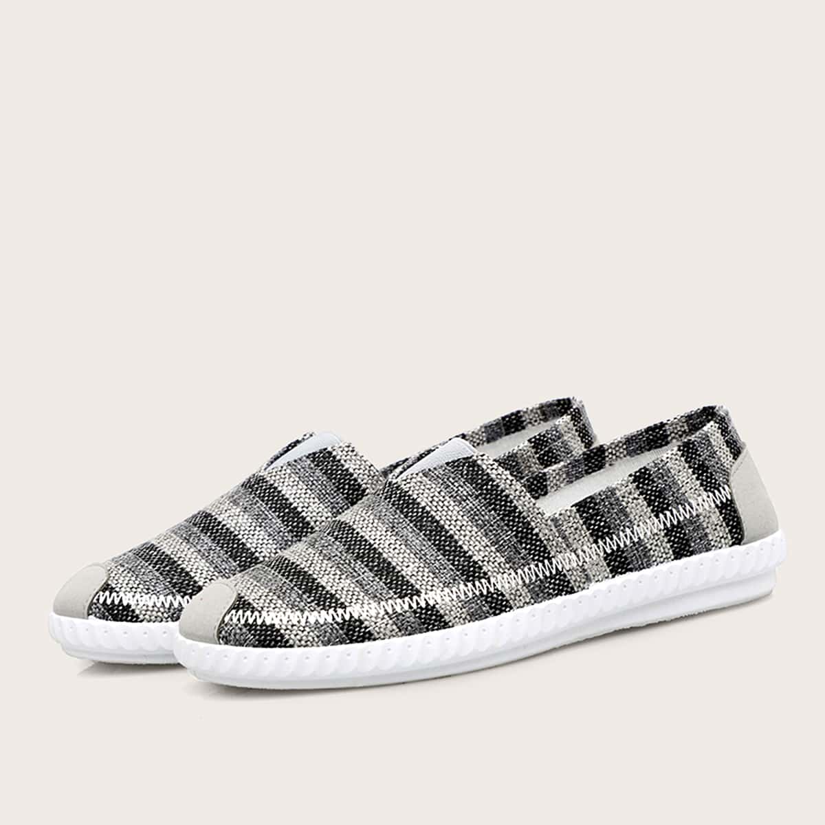 

Guys Stitch Trim Striped Loafers, Grey
