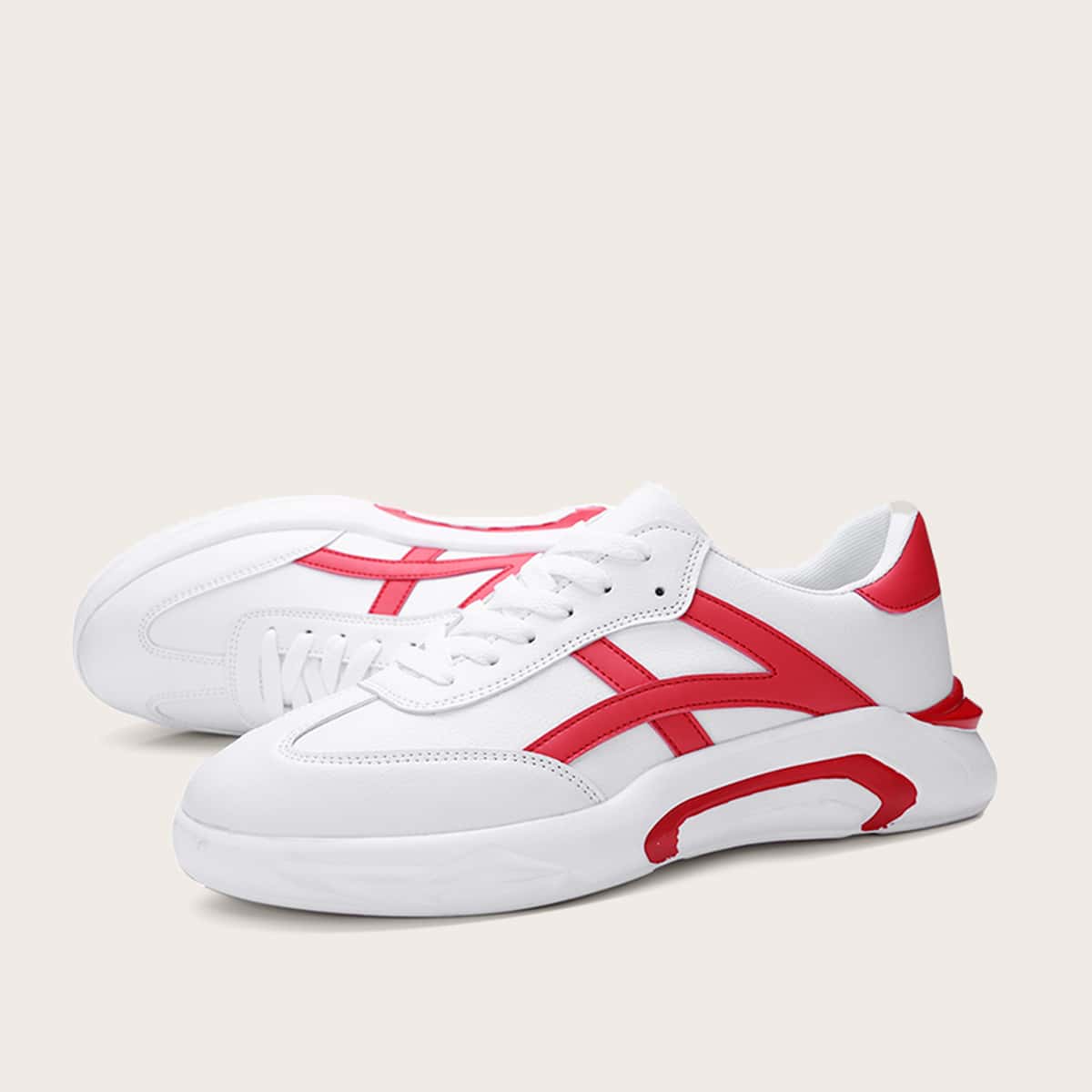 

Guys Lace-up Front Colorblock Sneakers, White