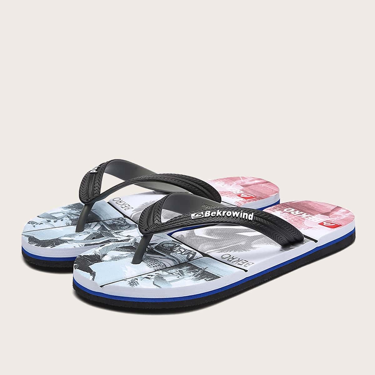 

Guys Figure Graphic Flip Flops, Black