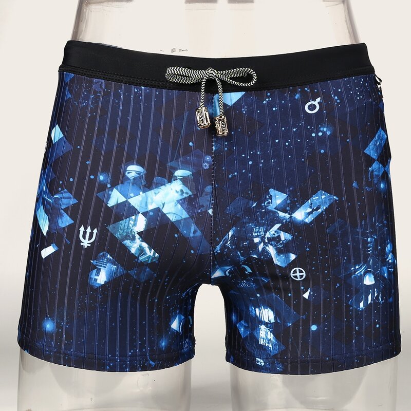 

Guys Galaxy Print Drawstring Square Leg Swim Trunks, Navy