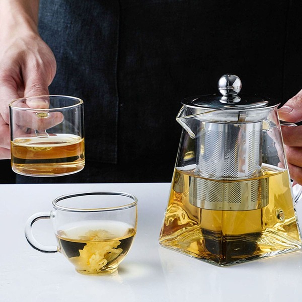 

1pc Glass Infuser Teapot, White