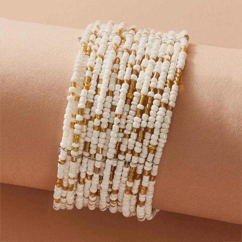 

1pc Beaded Cuff Bracelet, White
