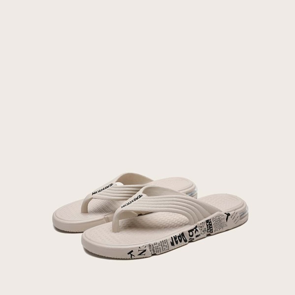 

Men Letter Graphic Flip Flops, Beige