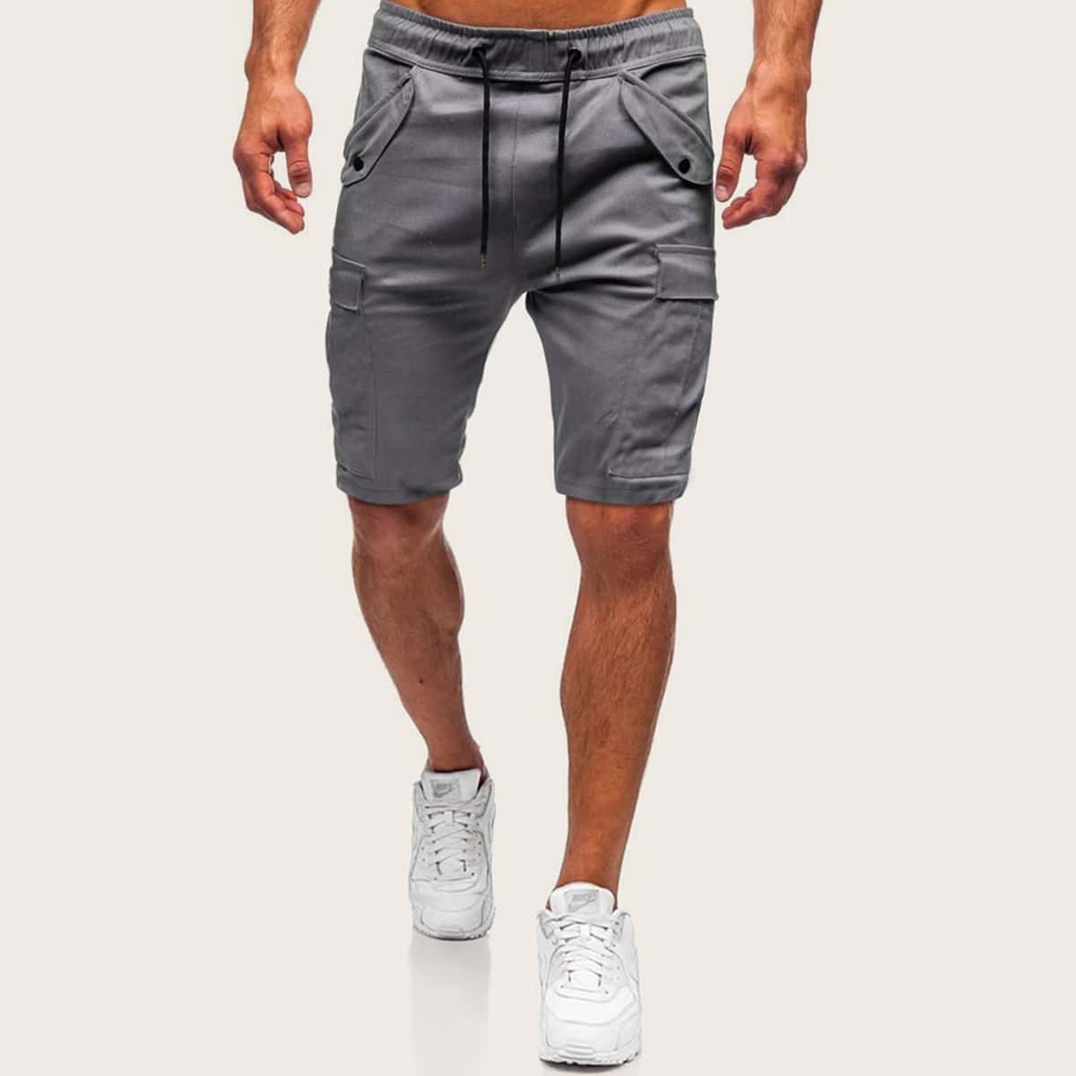 

Guys Drawstring Waist Pocket Side Shorts, Grey