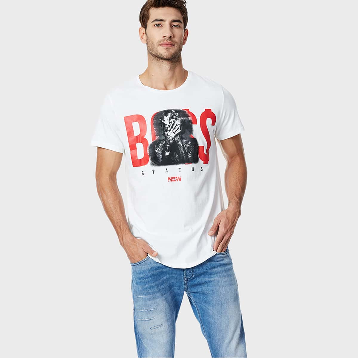 

Guys Figure & Letter Graphic Tee, White