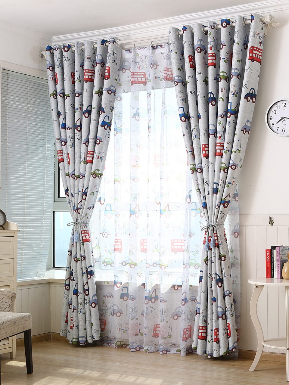 1pc Cartoon Car Themed Window Curtain