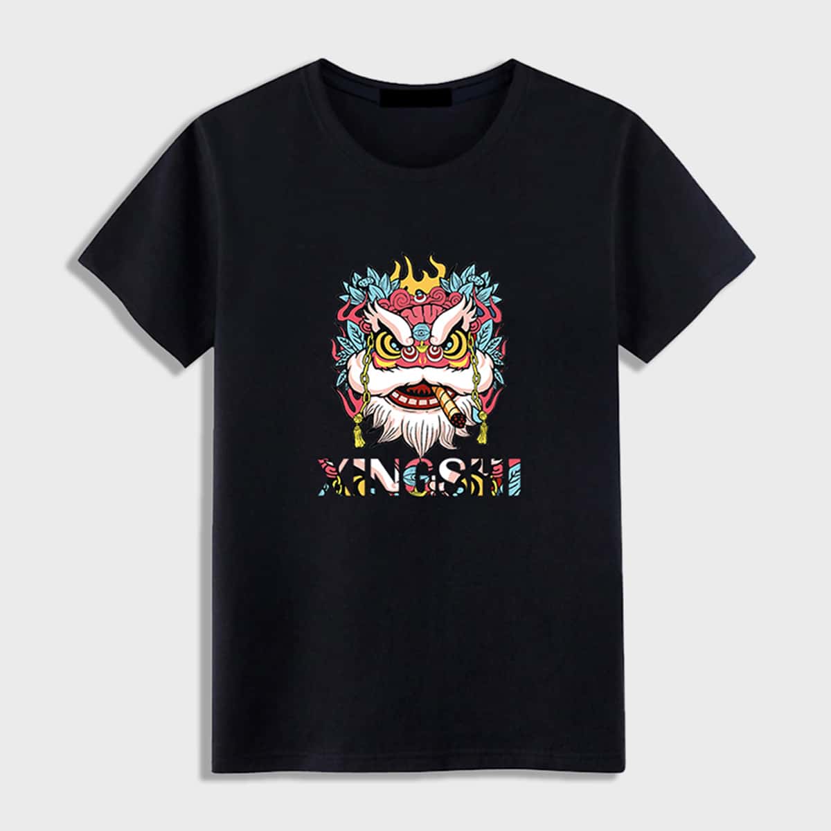 

Guys Cartoon & Letter Graphic Tee, Black