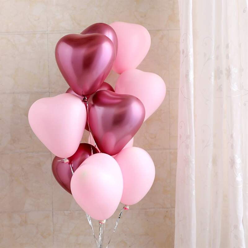

10pcs Heart Shaped Decoration Balloon Set, Multicolor
