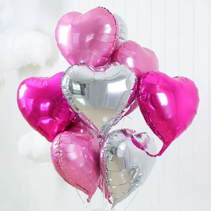 

8pcs Heart Shaped Decoration Balloon Set, Multicolor