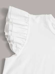 SHEIN Privé لباس علوي بلون موحد مع اكمام مكشكشة وبطبقتين