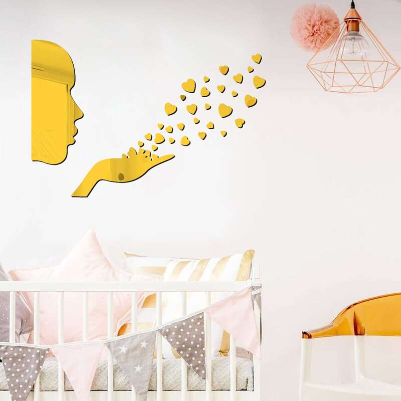 

1pack Figure & Heart Mirror Surface Wall Sticker