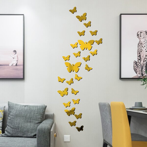 

25pcs Butterfly Shaped Mirror Surface Wall Sticker