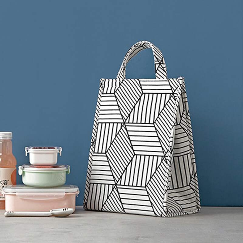 

1pc Geometric Print Lunch Bag, Multicolor