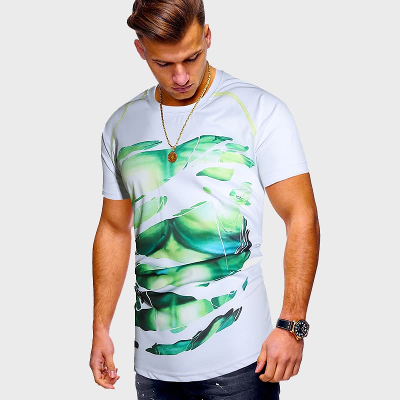 

Guys Abstract Muscle Print Tee, White