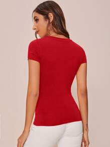 SHEIN Essnce 盖袖纯色 T 恤