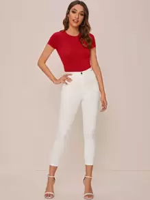 SHEIN Essnce 盖袖纯色 T 恤