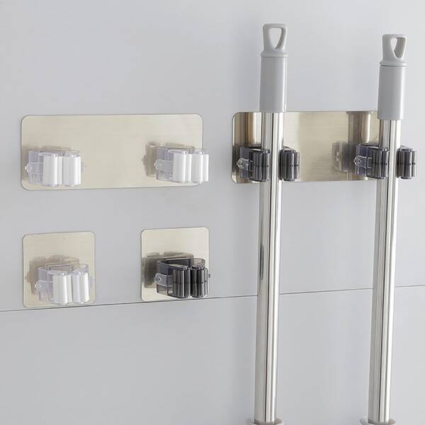 

1pc Wall Mounted Mop Gripper, Silver