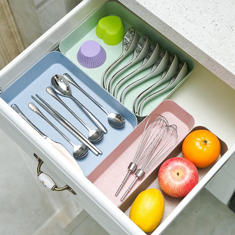 

1pc Solid Multifunction Cutlery Storage Box, Multicolor