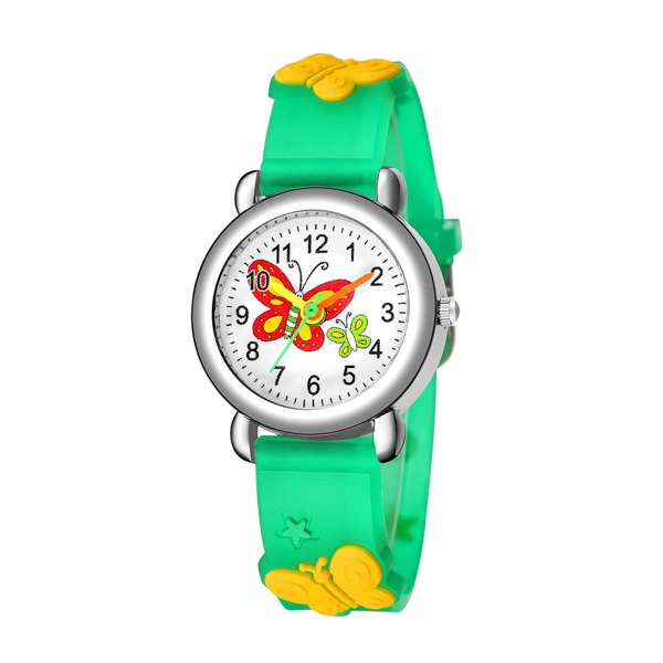 

1pc Kids Butterfly Print Dial Silicone Watch