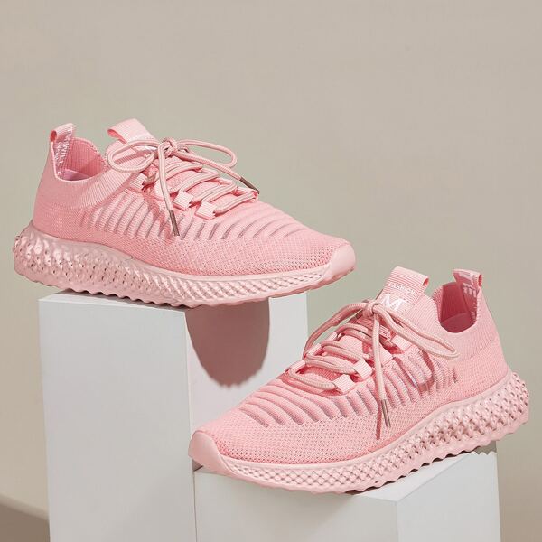 

Lace-up Front Wide Fit Sneakers, Pink