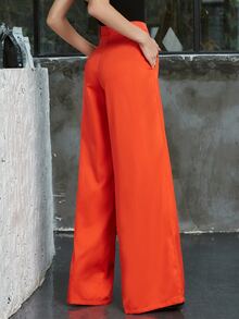 Double Crazy Zip Back Wide Leg Trousers - Orange - View 4