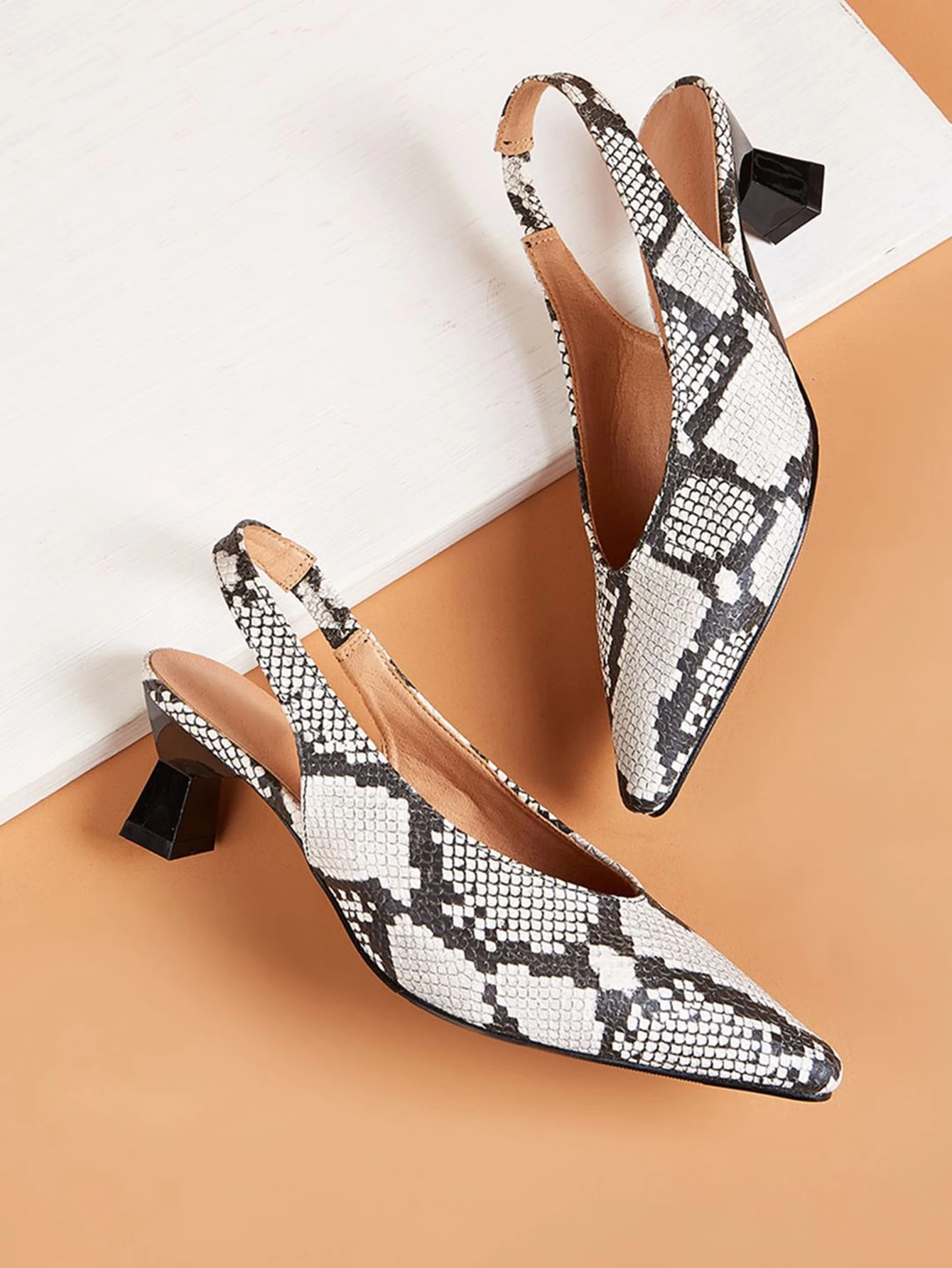 snakeskin slingback heels