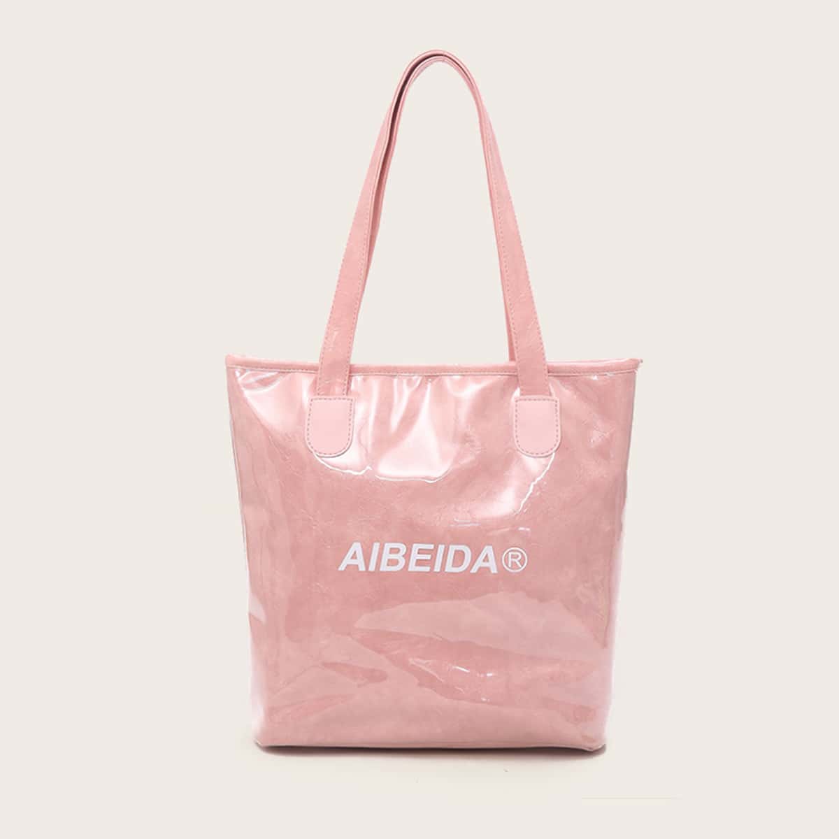 

Letter Graphic Tote Bag, Pink