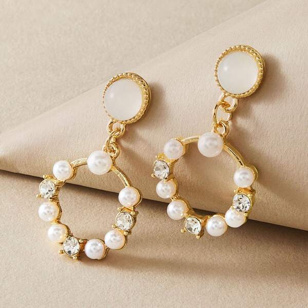 

Круглые серьги-подвески с искусственным жемчугом 1 пара, Многоцветный