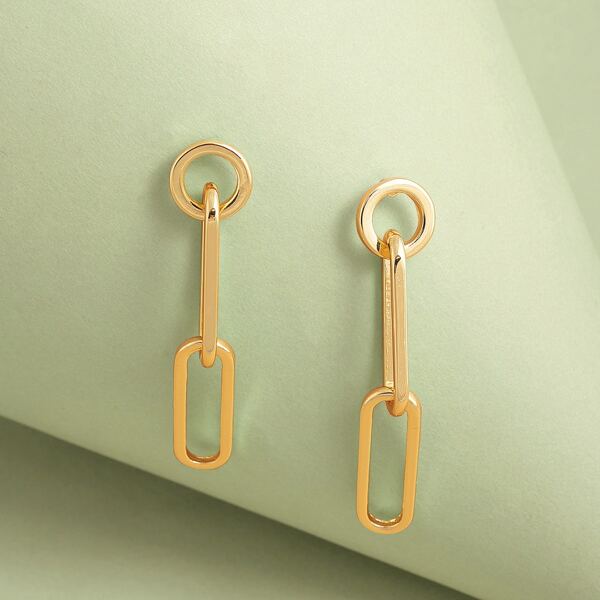 

1pair Chain Link Dangling Earrings, Gold