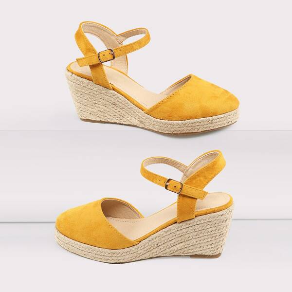 

Ankle Strap Closed Toe Platform Espadrille Wedges, Yellow